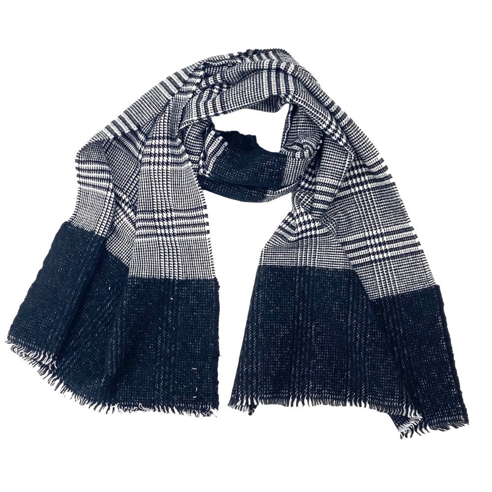 NWT NEW Nordstroms Sole Society Black White Houndstooth Fringe Scarf SZ O/S